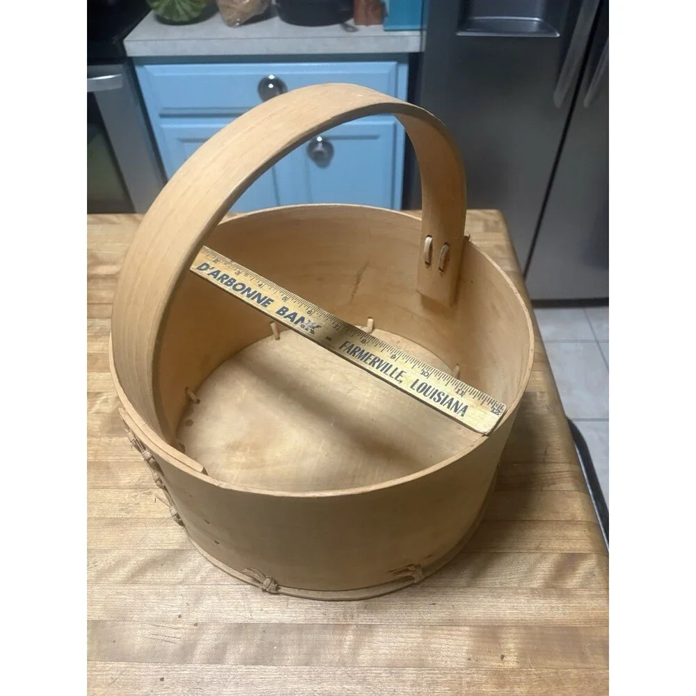 12 Inch Shaker Style Bent Wood Basket with Handle